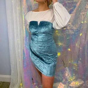 Free People Blue Crushed Velvet Dress